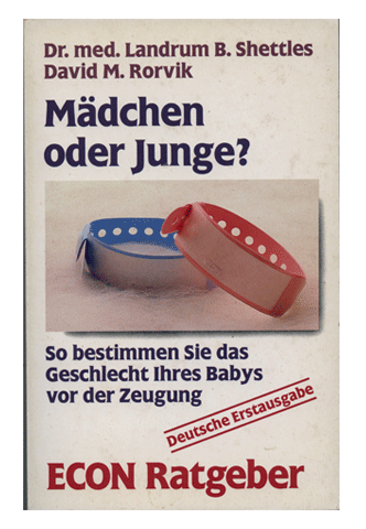 German foreign edition of How To Choose The Sex Of Your Baby by Landrum B. Shettles, M.D., Ph.D.
and David M. Rorvik